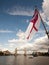 England flag and Tower Bridge