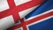England and Iceland two flags textile cloth, fabric texture