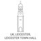 England, Leicester, Leicester Town Hall travel landmark vector illustration