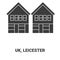 England, Leicester travel landmark vector illustration