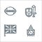 england line icons. linear set. quality vector line set such as big ben, united kingdom, warrior