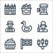 England line icons. linear set. quality vector line set such as street lights, union jack, cupcake, guard, swan, gentleman,