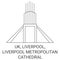 England, Liverpool, Liverpool Metropolitan Cathedral travel landmark vector illustration