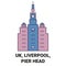 England, Liverpool, Pier Head travel landmark vector illustration