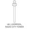 England, Liverpool, Radio City Tower travel landmark vector illustration