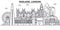 England, London architecture line skyline illustration. Linear vector cityscape with famous landmarks, city sights