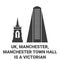 England, Manchester, Manchester Town Hall Is A Victorian travel landmark vector illustration