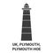 England, Plymouth, Plymouth Hoe travel landmark vector illustration