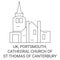 England, Portsmouth, Cathedral Church Of St Thomas Of Canterbury travel landmark vector illustration