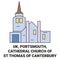 England, Portsmouth, Cathedral Church Of St Thomas Of Canterbury travel landmark vector illustration