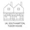 England, Southampton, Tudor House travel landmark vector illustration