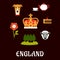 England traditional symbols flat icons