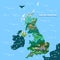 England, United Kingdom map with famous landmarks