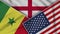 England United States of America Senegal Flags Together Fabric Texture Illustration