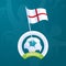 England vector flag pinned to a soccer ball. European football 2020 tournament final stage. Official championship colors and style