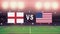 England versus USA in a soccer game at night