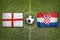 England vs. Croatia flags on soccer field