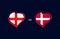 England vs Denmark, flags in heart emblem