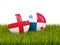 England vs Panama. Soccer concept. Footballs with flags on green