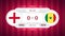 England vs Senegal Match Design Element. Flag icons isolated on stylized red striped background. Football Championship Competition