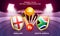 England vs South Africa cricket match poster design, participants countries flag shields.