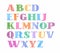 English alphabet, capital letters, the vertical shading with colored pencil, imitation, vector.