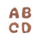 English alphabet. Hand made letters from buckwheat