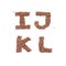 English alphabet. Hand made letters from buckwheat