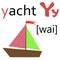 English alphabet letter with picture of yacht