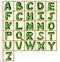 English alphabet vector, typography design. Background with many decorative latin letters