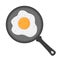 English breakfast - fried egg on pan. Flat style. Vector illustration