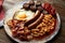 English breakfast sausages egg beans bacon
