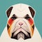 English bulldog portrait. Stylized illustration. Dog with a patterned ornament on the muzzle. AI-generated