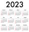 English Calendar grid for 2023. SF