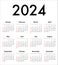 English Calendar grid for 2024. SF