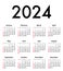 English Calendar grid bold digits for 2024. SF