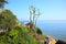 The English Channel against a pale blue clear sky on the Isle of Wight