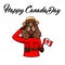English Cocker Spaniel Dog. Canadian flag. Canada day card. Royal Canadian Mounted Police. Spaniel portrait. Vector.