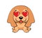 English Cocker Spaniel dog. in love, kiss, romantic, relationship, happy, with heart eyes emotions. Set of dog character illustrat