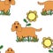 English Cocker Spaniel dog seamless pattern background with flower . Cartoon dog puppy background. Hand drawn childish vector