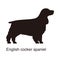 English cocker spaniel dog silhouette, side view, vector illustration
