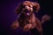 English cocker spaniel jumping on black background. Studio shot.