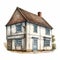 English Country Cottage: A Historical Painting Illustration In Architectural Drawing Style