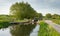 English country scene with canal and lock gates