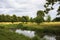 English countryside summers day with stream and lush green foliage