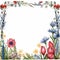 English Countryside Watercolor Floral Frame For Greeting Cards