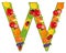 English decorative letter W from fruit and vegetables