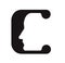 English font upper case letter C c Logo logotype - human faces of cyborg robots, for computer theme, science etc, retro