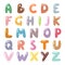 English funny cartoon alphabet vector illustration.