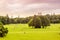 English garden and Munich skyline panoramic